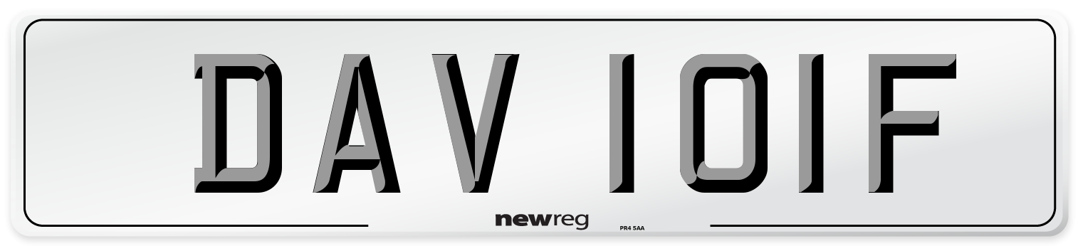 DAV 101F Number Plate from New Reg